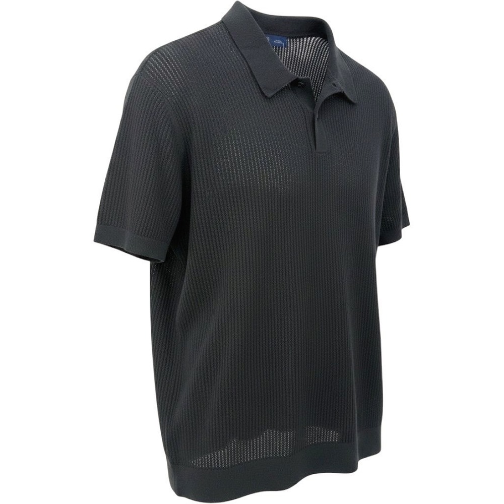 Gap Men's Black Open Stitch Mesh Knit Polo Sweater Old Money Retro Cabana XL NWT